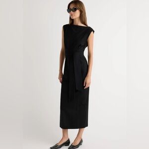 Black Modern Citizen Edina Tie Front Slit Neckline Dress